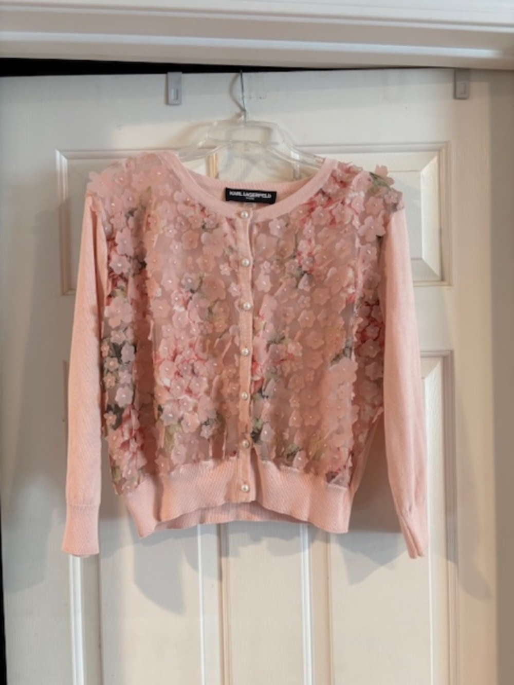 Karl Lagerfeld Paris Pink Flower sweater- Very nice- XL